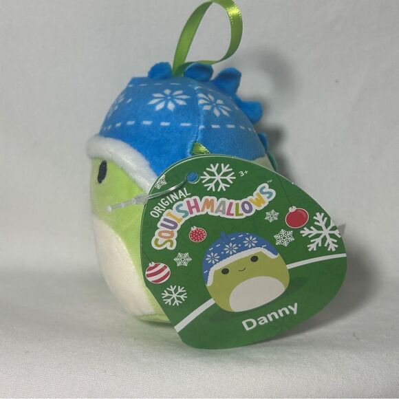 NWT Danny Dinosaur Dino Hat 4” Squishmallows Christmas Plush Ornament 2024 - Picture 4 of 4